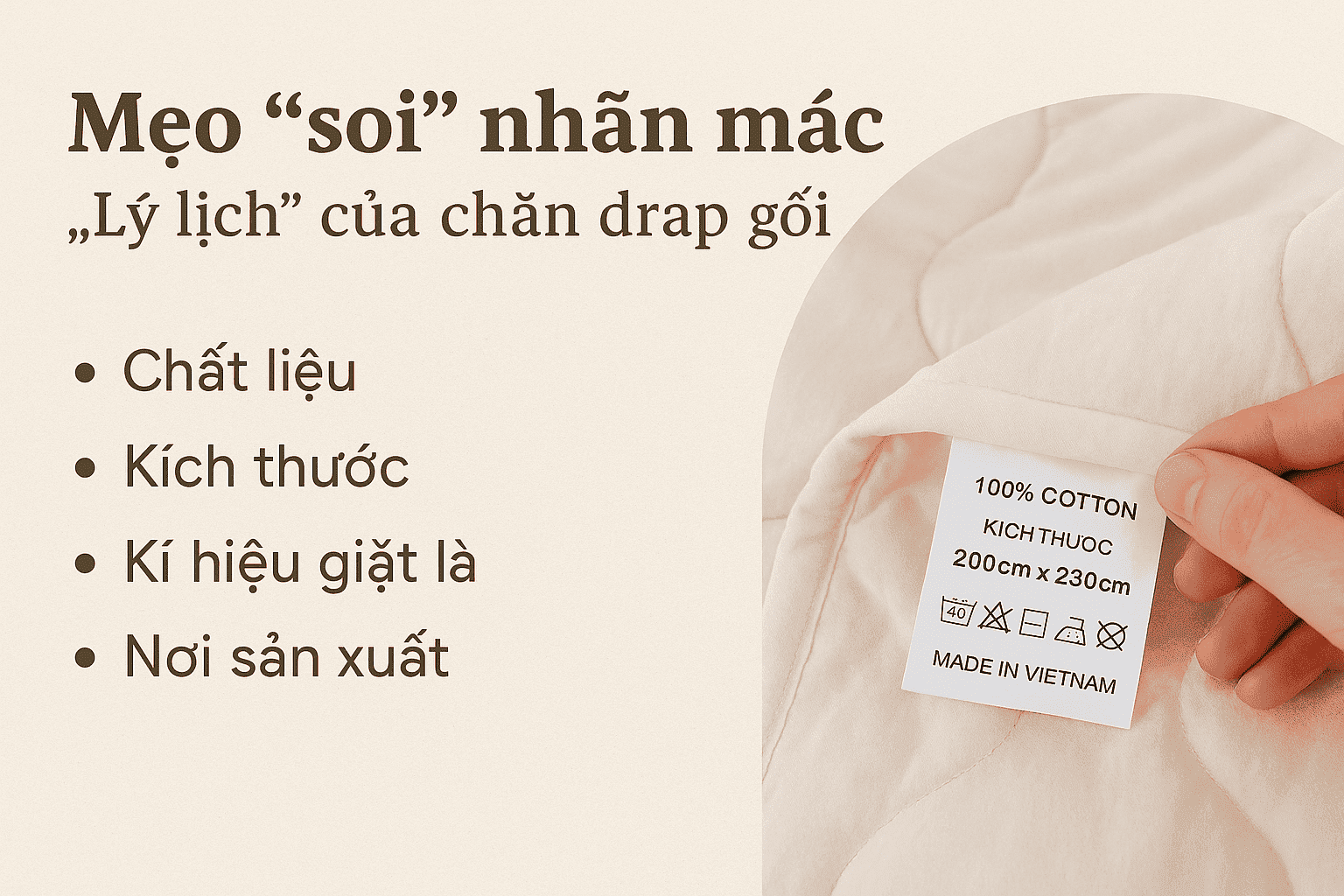 Mẹo "soi" nhãn mác, "Lý lịch" của chăn drap gối cao cấp