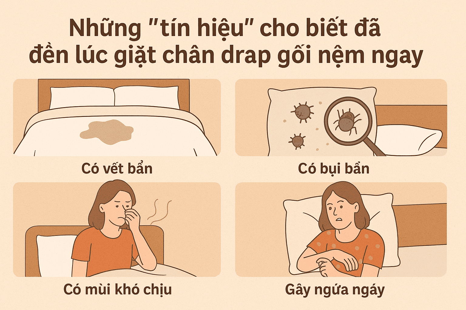 Tín hiệu cho biết đã đến lúc giặt chăn drap gối cao cấp